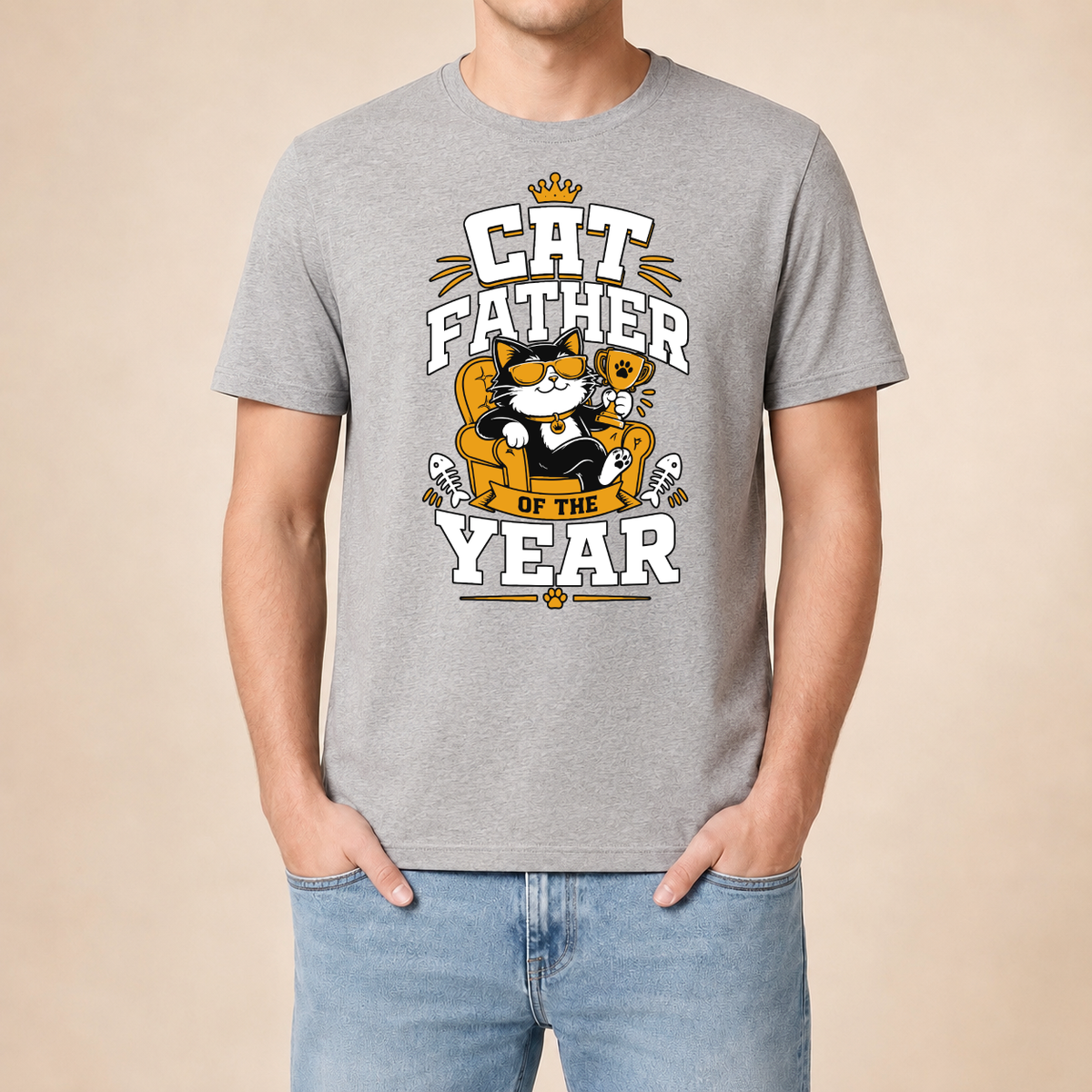 Cat Father of the Year – Herren T‑Shirt