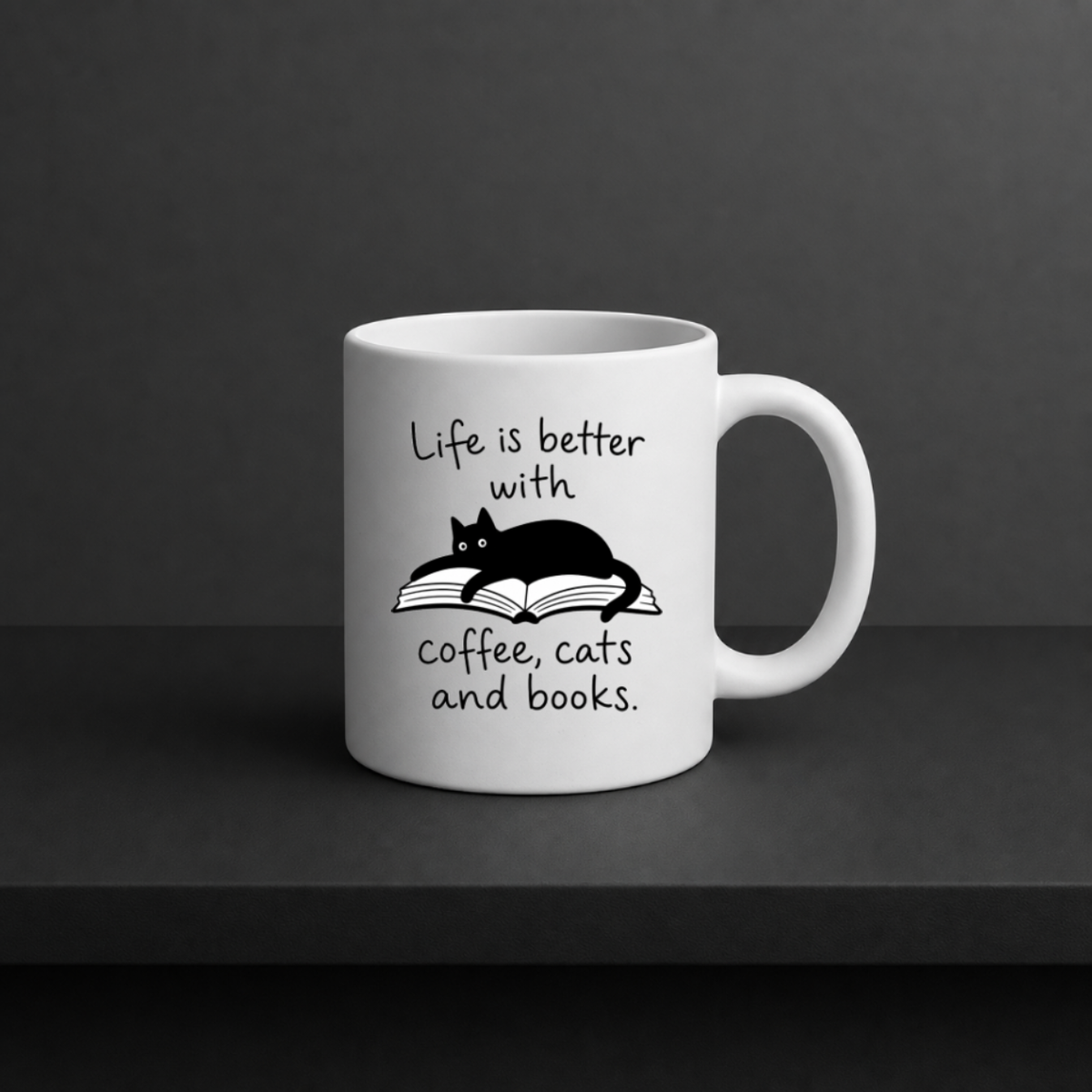 Coffee, Cats and Books – Keramik Tasse