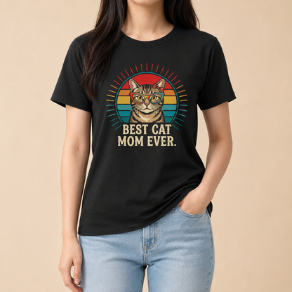 Best Cat Mom Ever - Retro Katzenmama T-Shirt