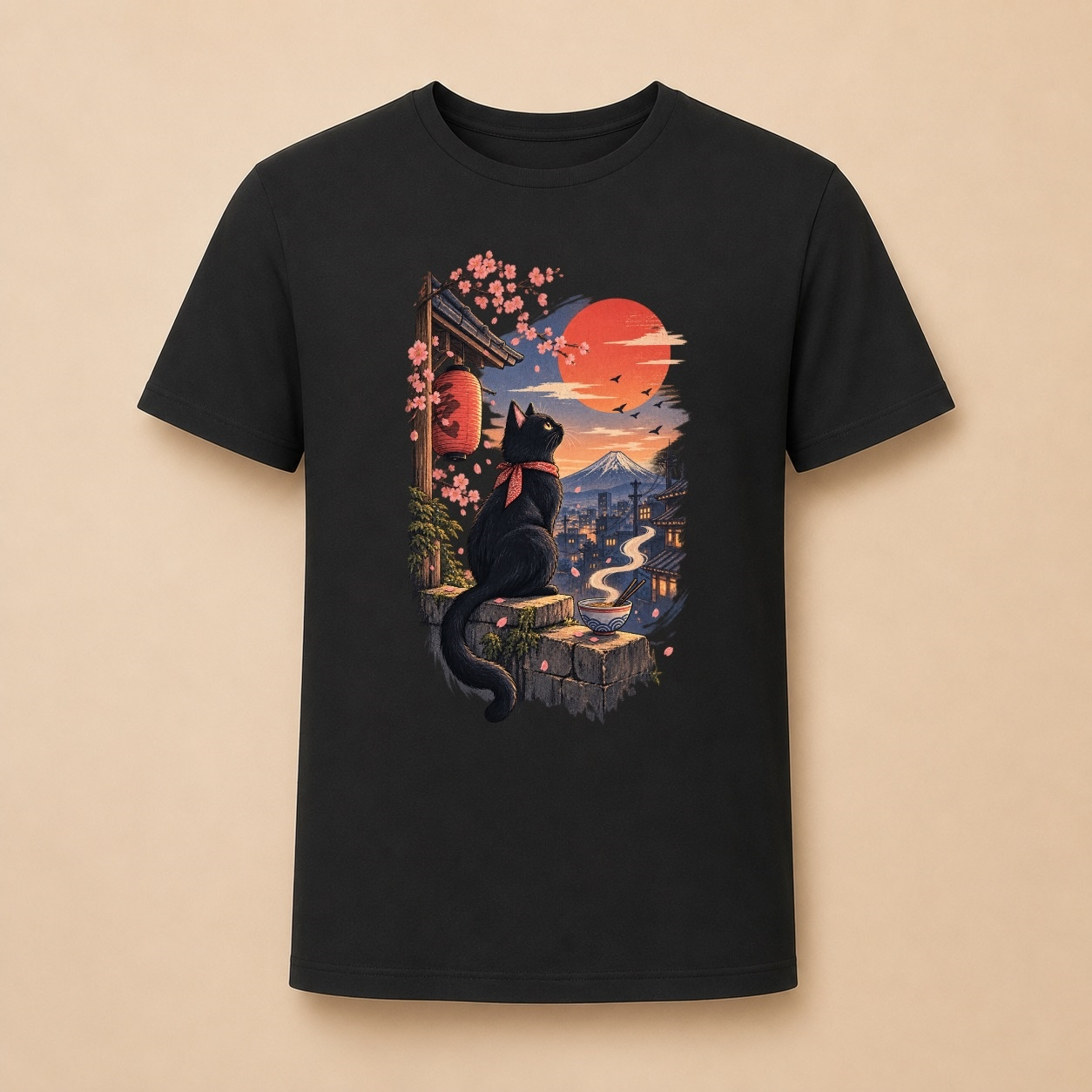 Katze Japan Landschaft - Japanisches Damen T-Shirt