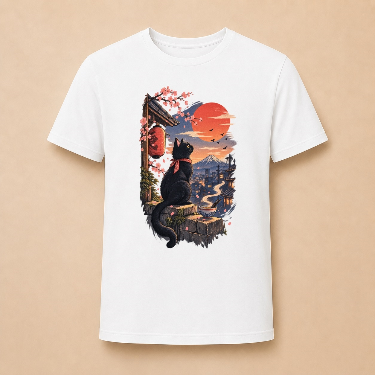 Katze Japan Landschaft - Japanisches Damen T-Shirt