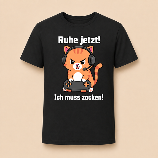Ruhe jetzt! Ich muss zocken! – Unisex T‑Shirt
