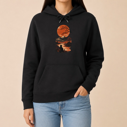 Katze Japan Sonnenuntergang - Hoodie