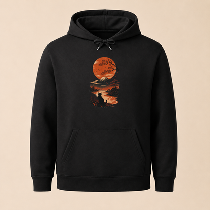 Katze Japan Sonnenuntergang - Hoodie