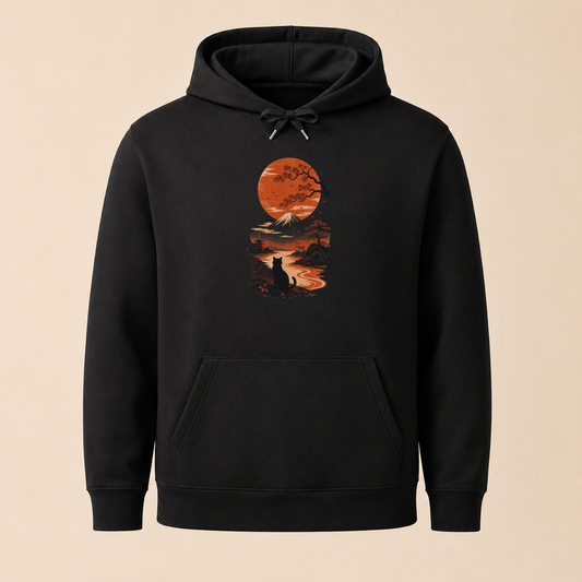 Katze Japan Sonnenuntergang - Hoodie