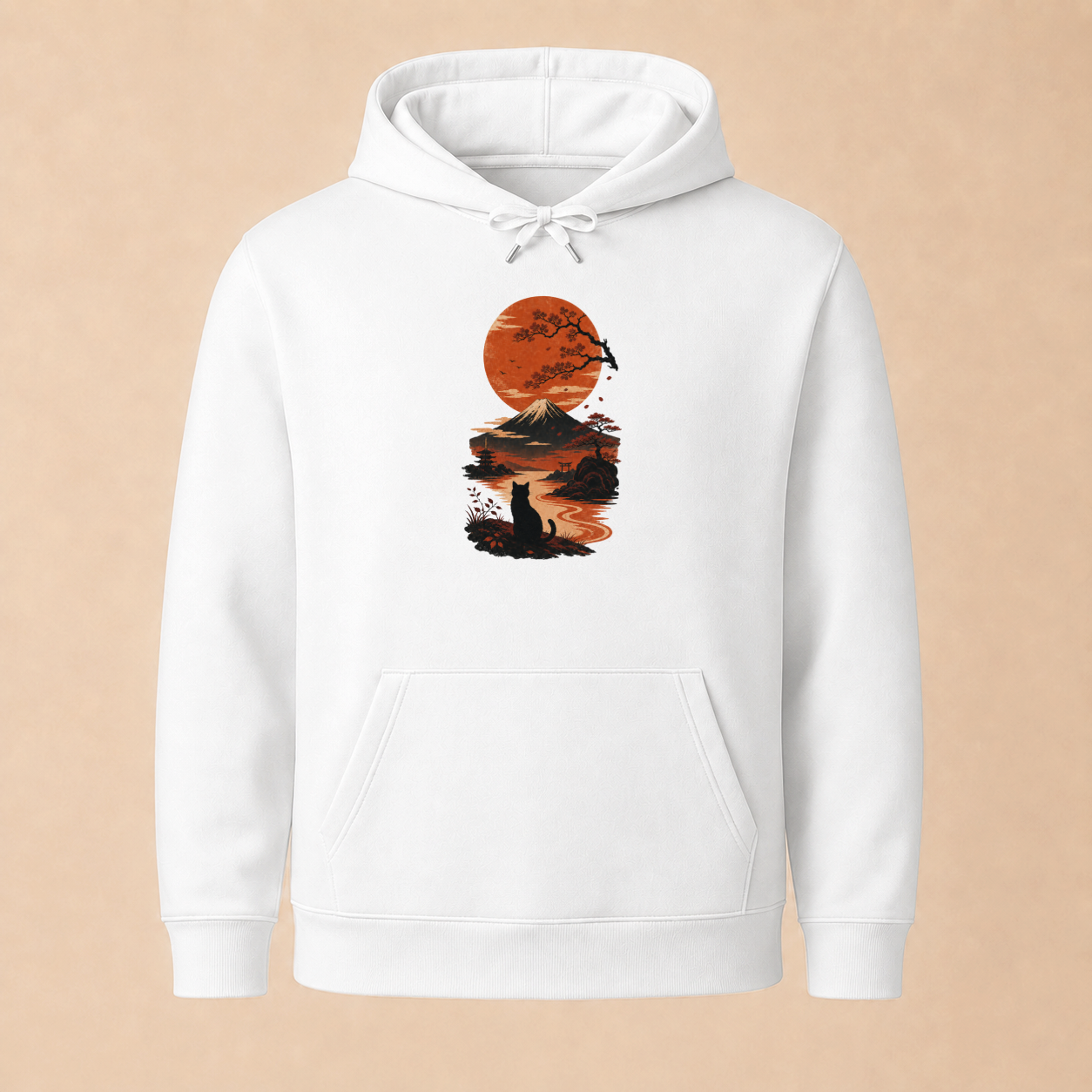 Katze Japan Sonnenuntergang - Hoodie