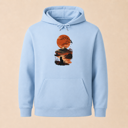 Katze Japan Sonnenuntergang - Hoodie