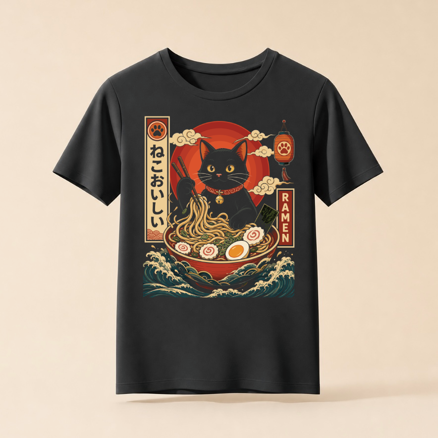 Ramen Katze Japan - Retro Katzen T-Shirt