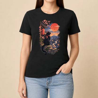 Katze Japan Landschaft - Japanisches Damen T-Shirt