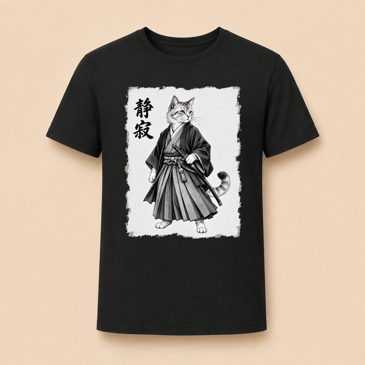 Japanische Samurai Katze – Unisex T‑Shirt