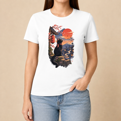 Katze Japan Landschaft - Japanisches Damen T-Shirt