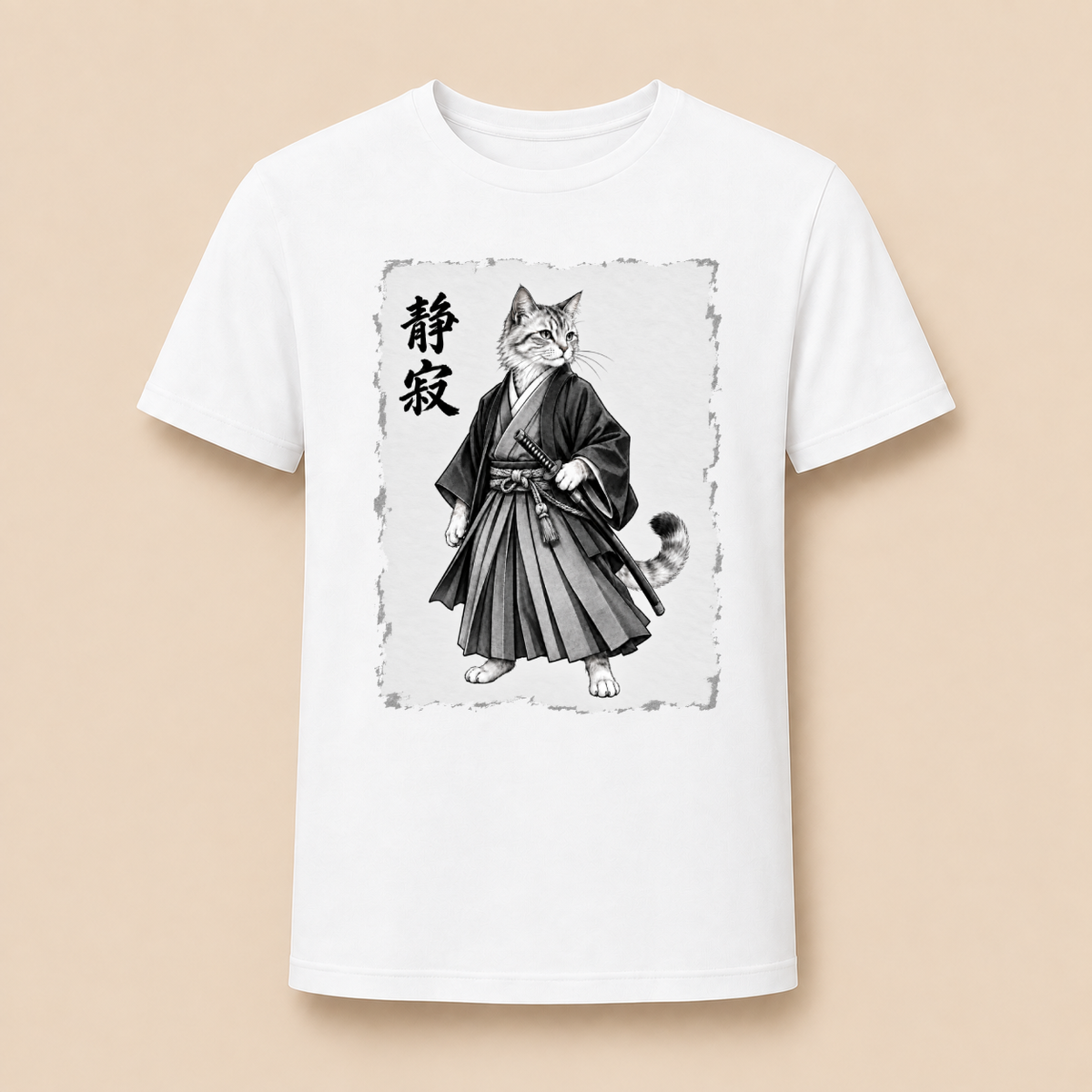 Japanische Samurai Katze – Unisex T‑Shirt