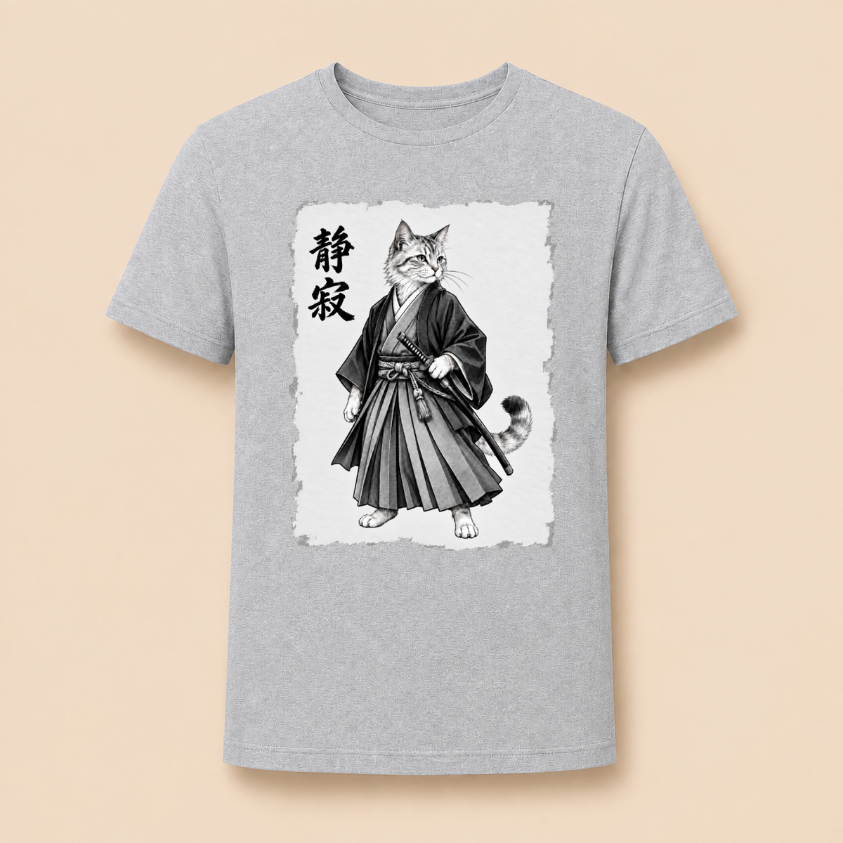 Japanische Samurai Katze – Unisex T‑Shirt