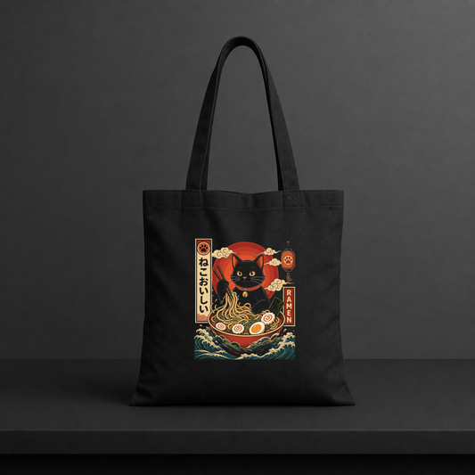 Ramen Katze Japan - Retro Katzen Jutebeutel