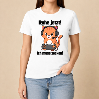 Ruhe jetzt! Ich muss zocken! – Unisex T‑Shirt
