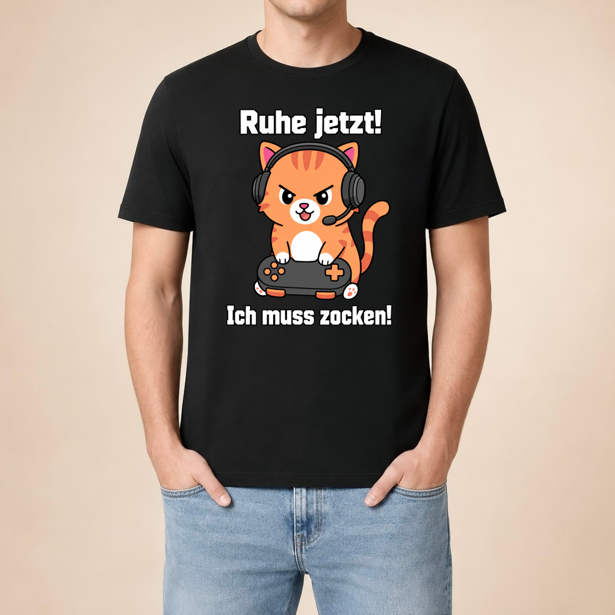 Ruhe jetzt! Ich muss zocken! – Unisex T‑Shirt