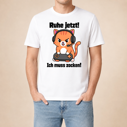Ruhe jetzt! Ich muss zocken! – Unisex T‑Shirt