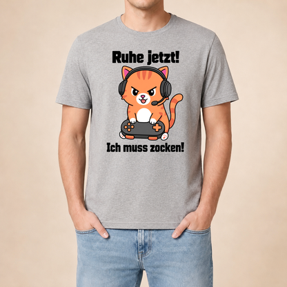 Ruhe jetzt! Ich muss zocken! – Unisex T‑Shirt