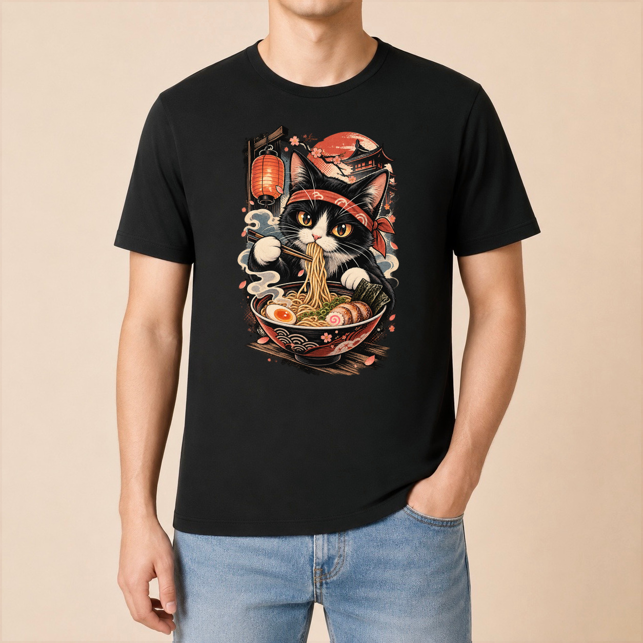 Ramen Katze Japan - Japanisches Katzen T-Shirt