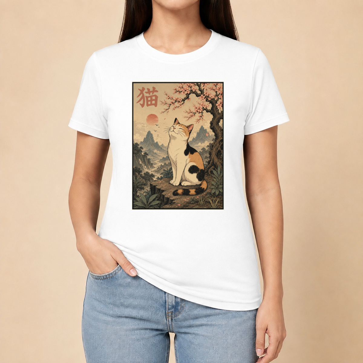 Japanische Katzenkunst – Unisex T‑Shirt