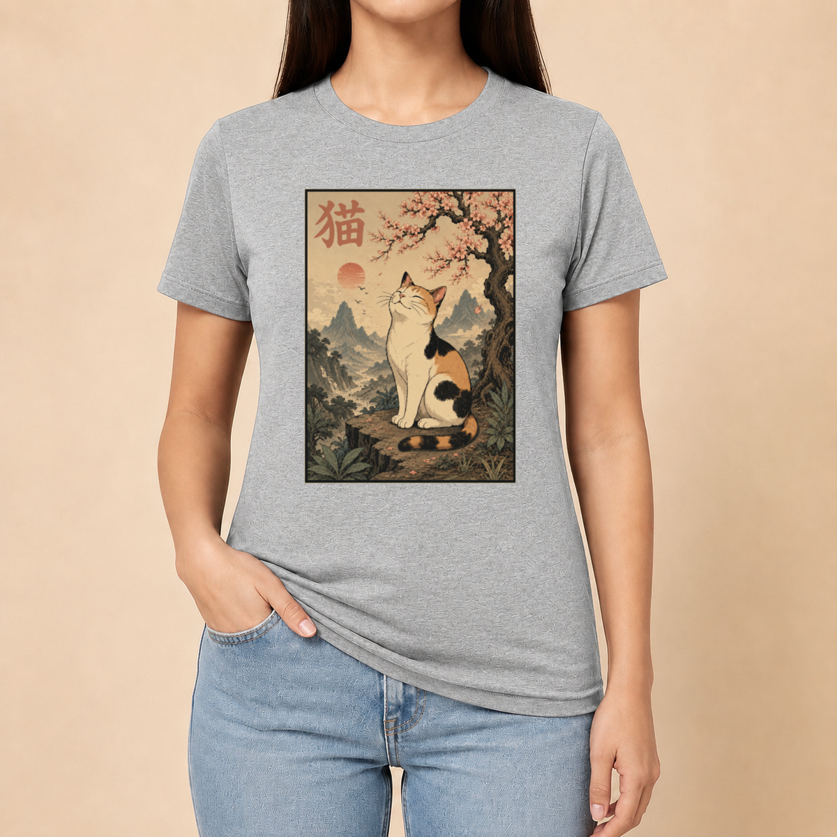 Japanische Katzenkunst – Unisex T‑Shirt