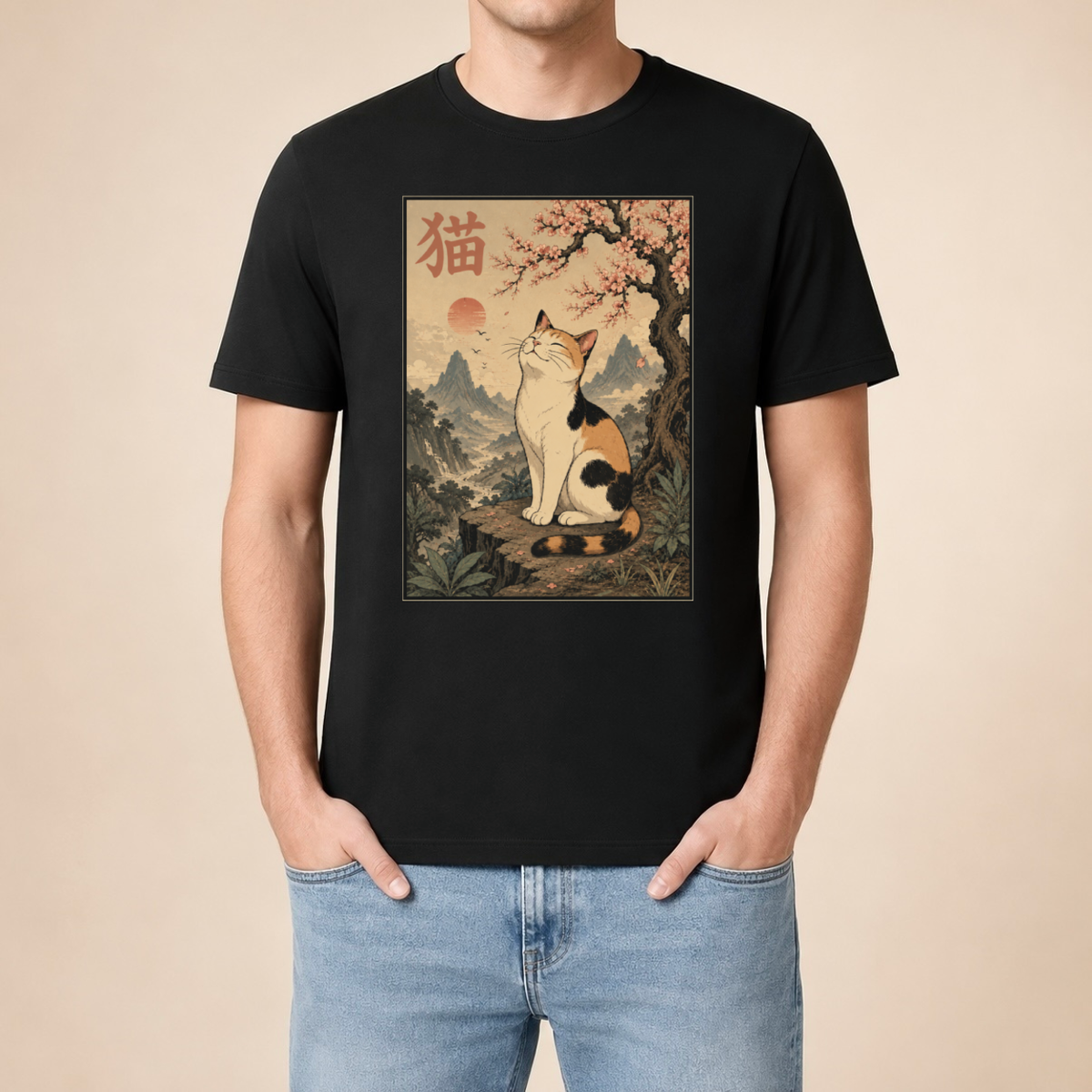 Japanische Katzenkunst – Unisex T‑Shirt