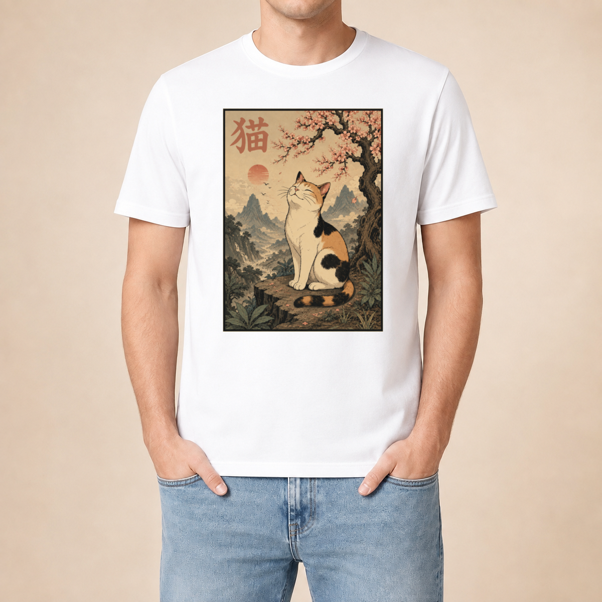 Japanische Katzenkunst – Unisex T‑Shirt
