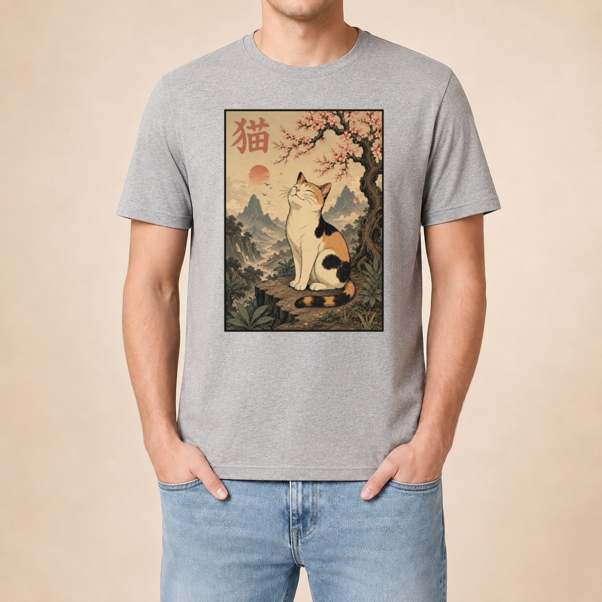 Japanische Katzenkunst – Unisex T‑Shirt