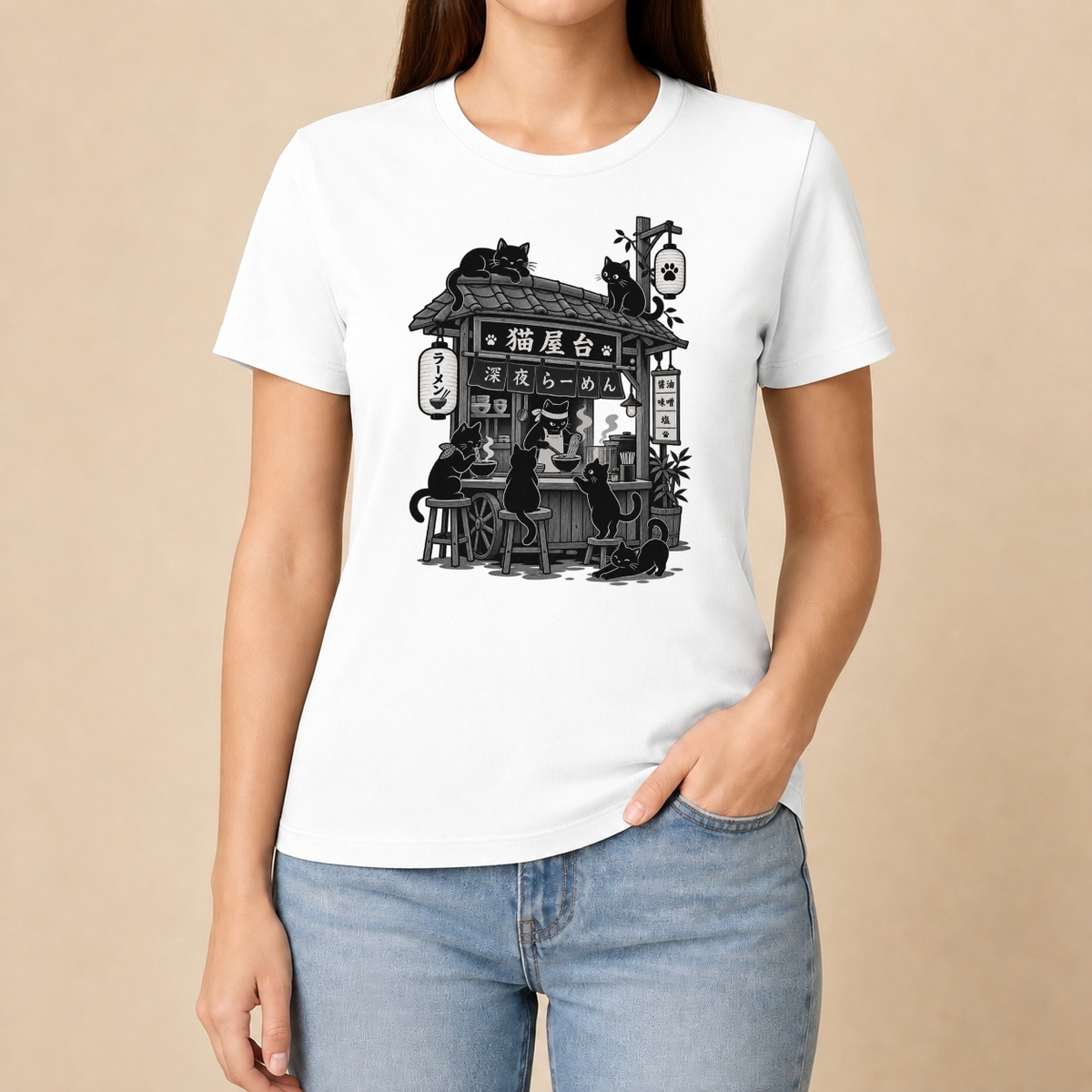 Japan Ramen Katzenbar – Unisex T‑Shirt