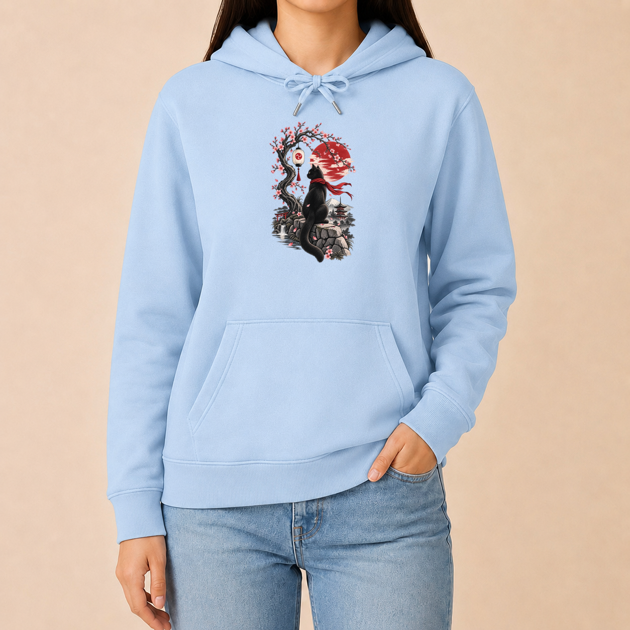 Katze Japan Kirschblüten - Japanischer Damen Hoodie
