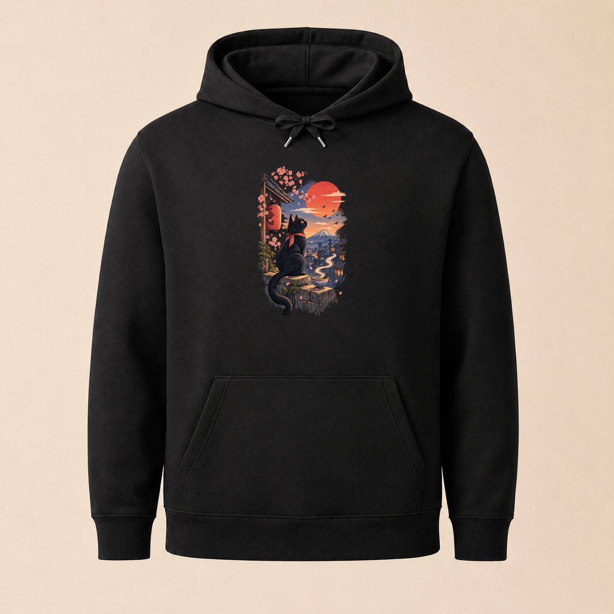 Katze Japan Landschaft - Japanischer Damen Hoodie