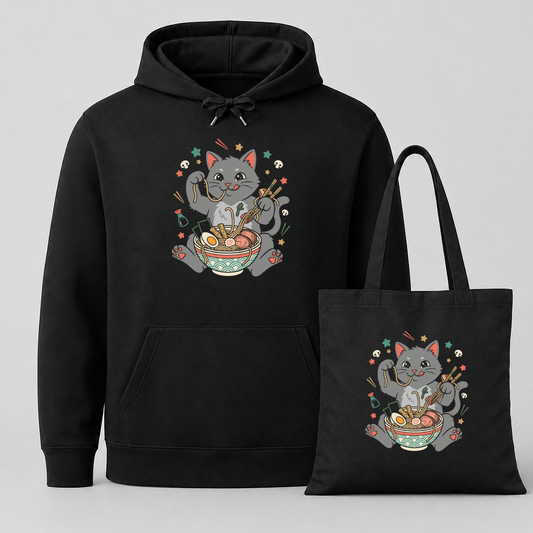 Ramen Katze Japan - Hoodie & Jutebeutel Bundle