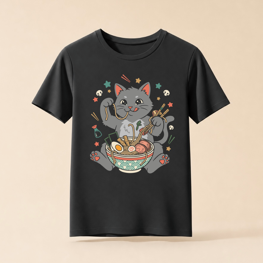 Ramen Katze - Lustiges Katzen T-Shirt