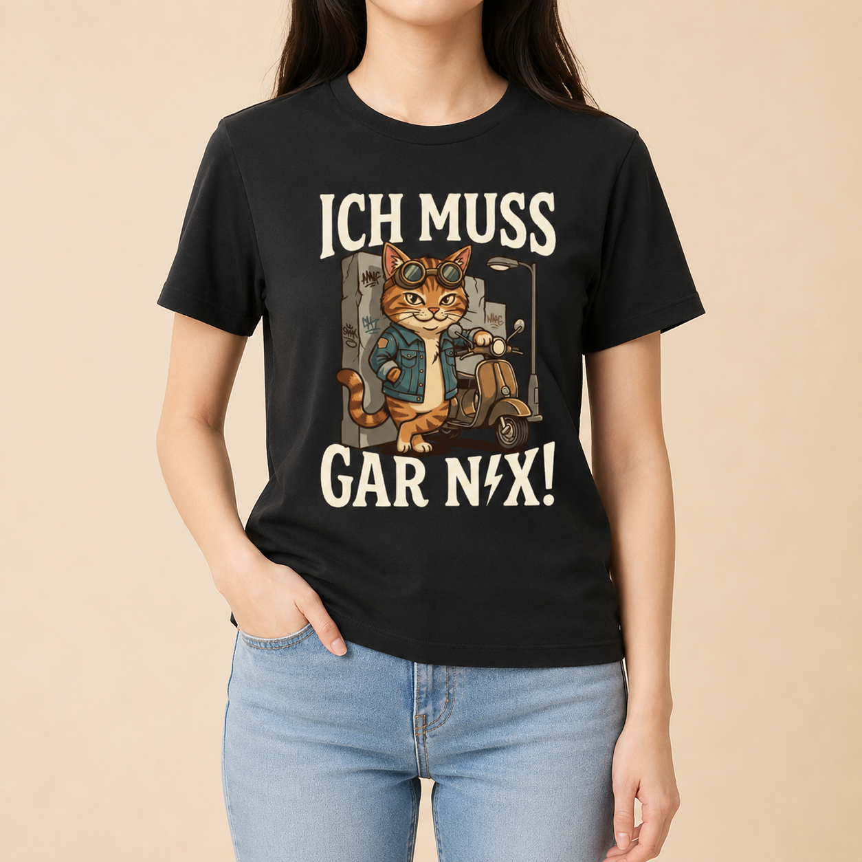 Ich muss gar nix - Lustiges Katzen T-Shirt