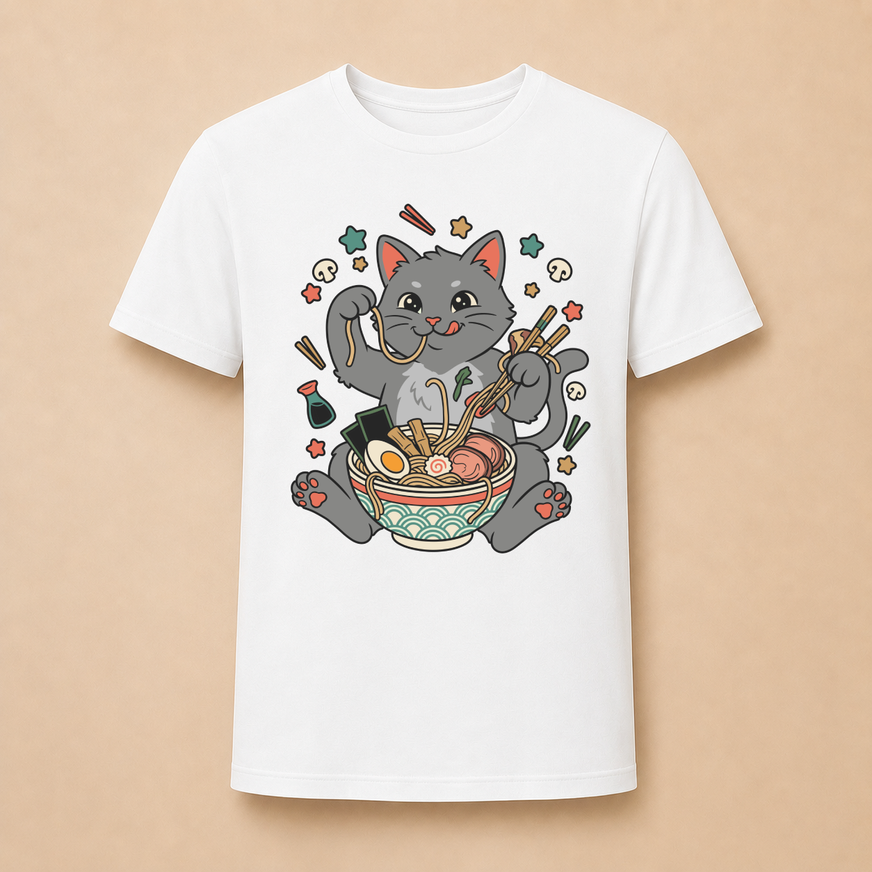 Ramen Katze Japan - Lustiges Katzen T-Shirt