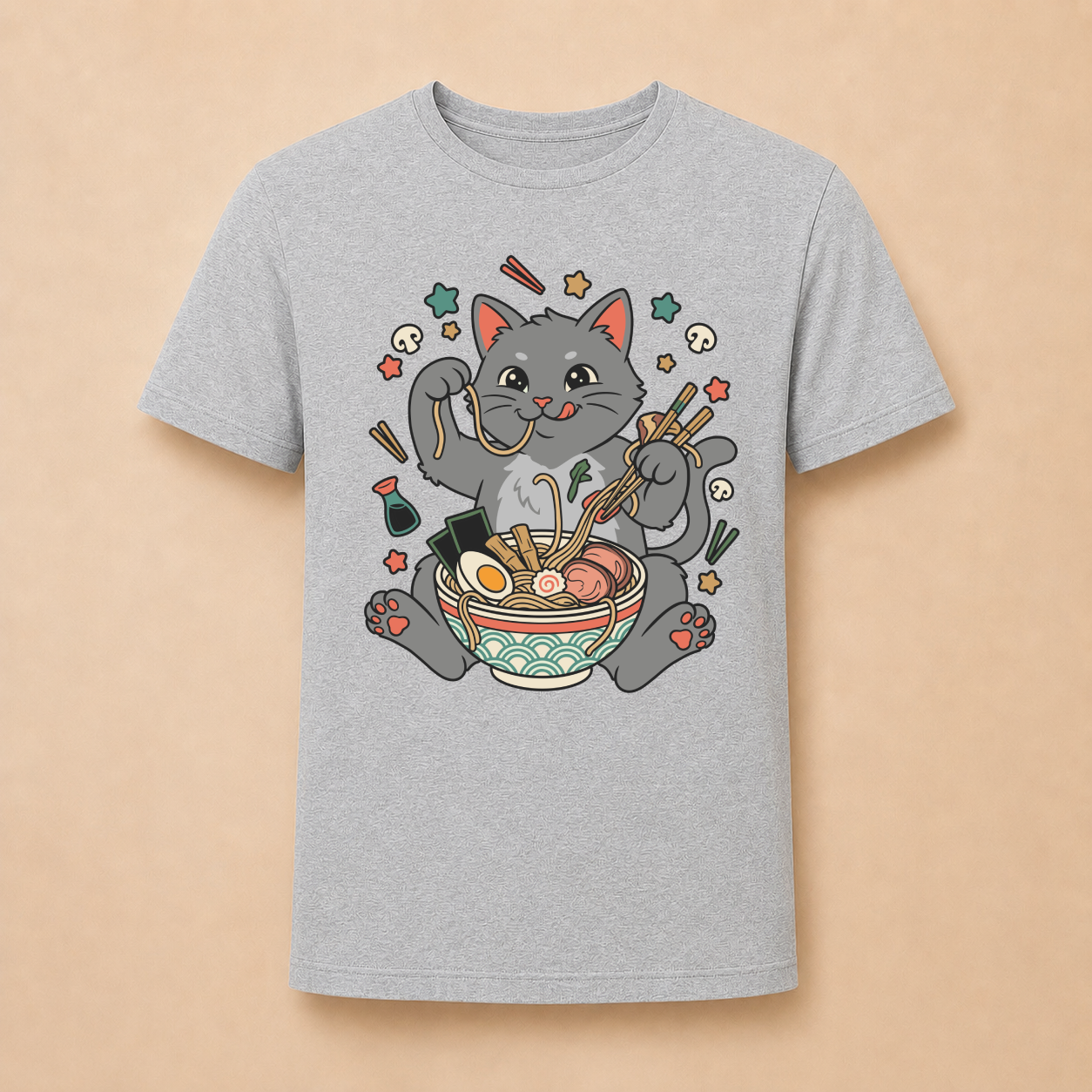 Ramen Katze Japan - Lustiges Katzen T-Shirt