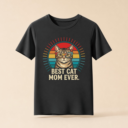 Best Cat Mom Ever - Retro Katzenmama T-Shirt