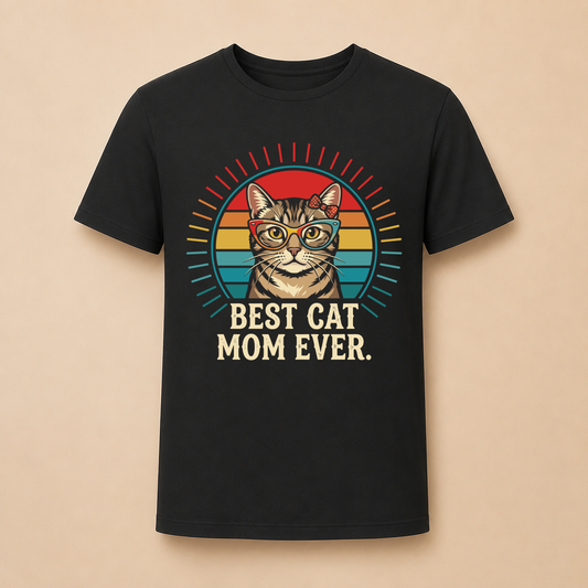 Best Cat Mom Ever - Retro Katzenmama T-Shirt