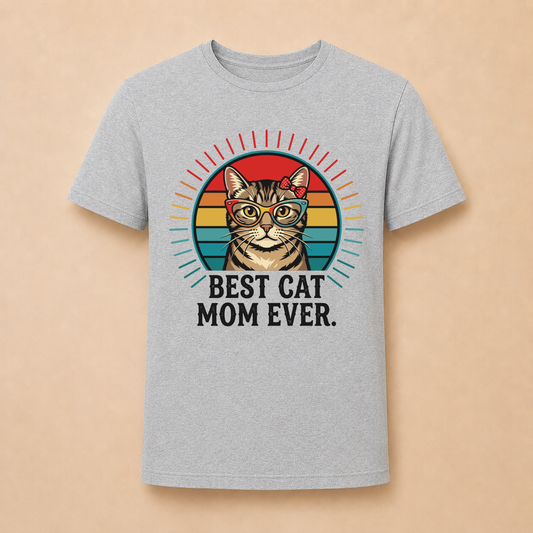 Best Cat Mom Ever - Retro Katzenmama T-Shirt
