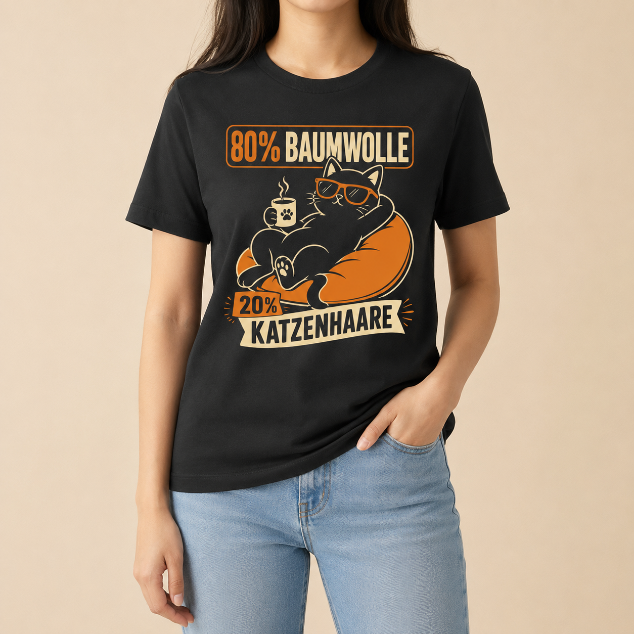 80% Baumwolle 20% Katzenhaare - Lustiges Katzen T-Shirt