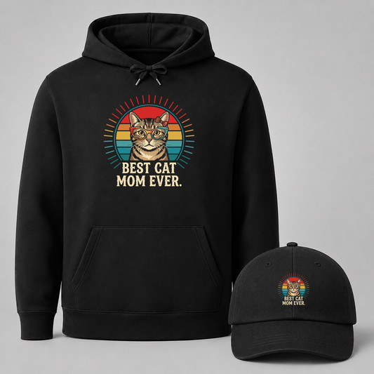 Best Cat Mom Ever – Katzenmama Hoodie & Dad Cap Bundle
