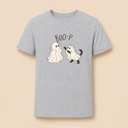 Boo-P Katze Geist T-Shirt Heather Grey – Hauptbild