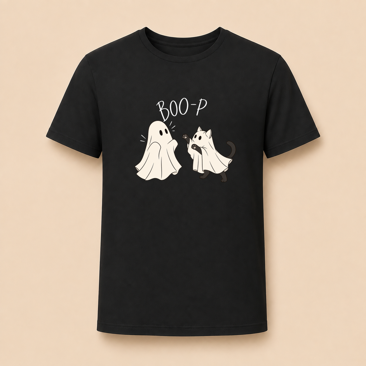 Boo-P Katze Geist T-Shirt Schwarz – Hauptbild