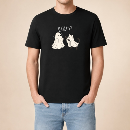 Boo-P Katze Geist T-Shirt Schwarz – Herren