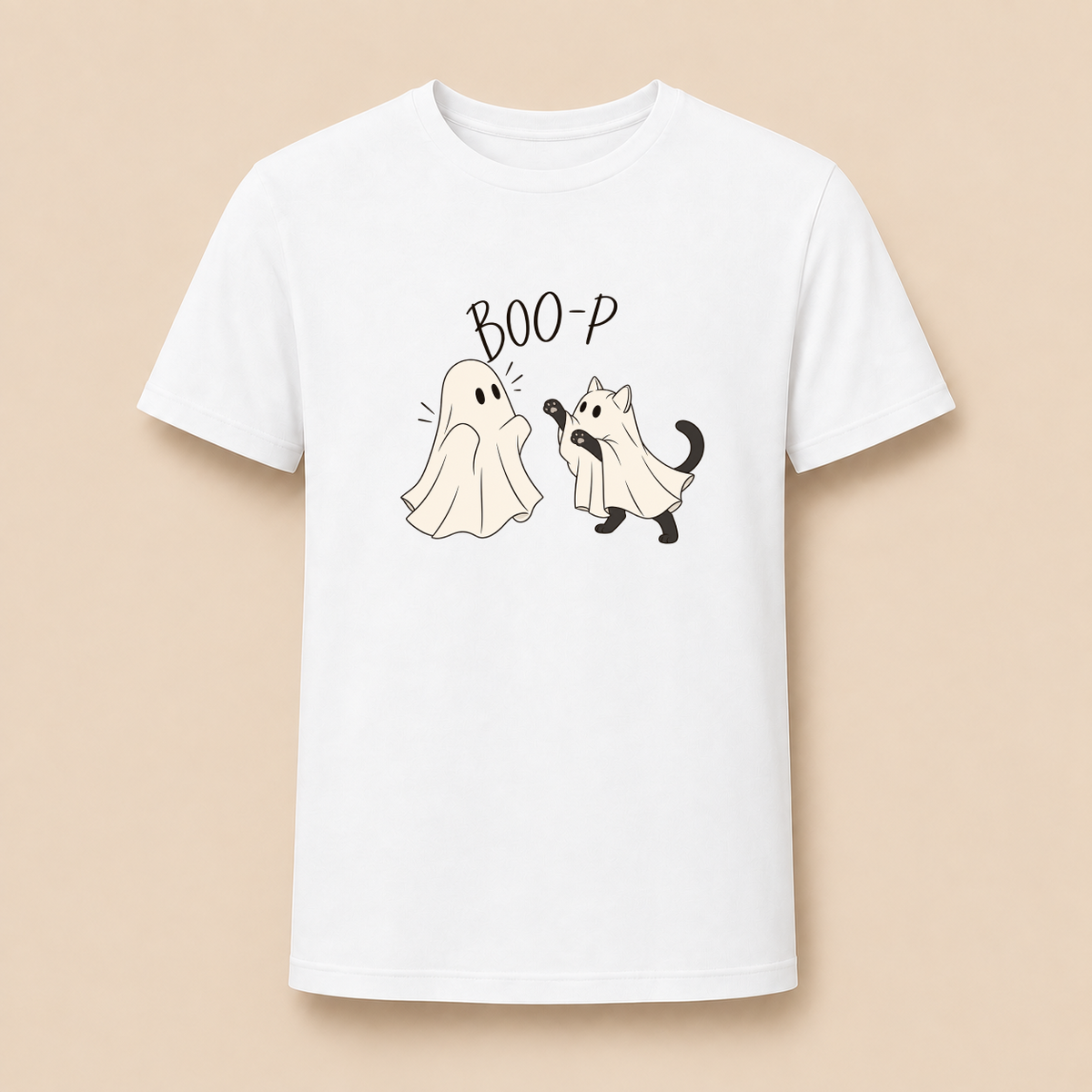Boo-P Katze Geist T-Shirt Weiß – Hauptbild