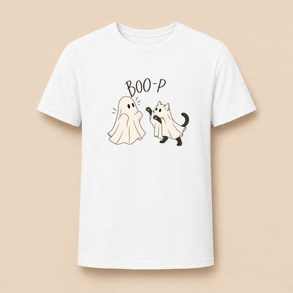 Boo-P Katze Geist T-Shirt Weiß – Hauptbild