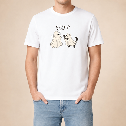Boo-P Katze Geist T-Shirt Weiß – Herren