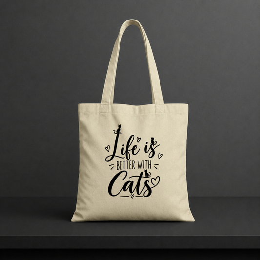 Life is better with Cats – Damen Jutebeutel